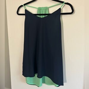 Reversible Navy and Green Sleeveless Top Size Small
